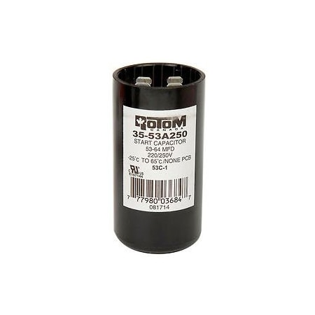Pem Motors Rotom 53C-1, 53-64MFD, 220/250V, Start Capacitor, Round 53C-1